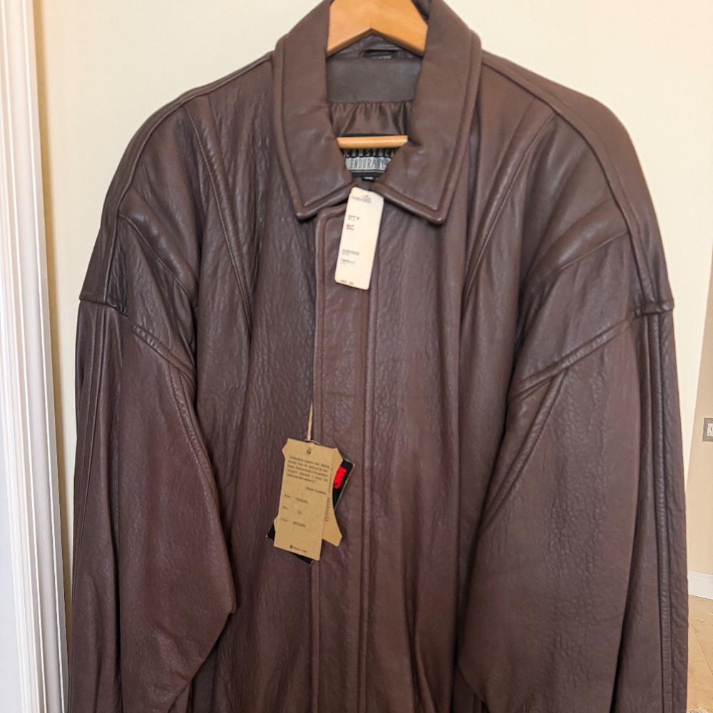 ROBERT COMSTOCK ENDURANCE MEN'S JACKET, BROWN LEATHER, SIZE 50